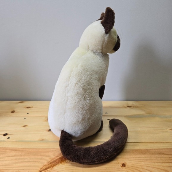 Vintage Douglas Cuddle Toy Siamese Cat Plush White Brown Whiskers Sitting - Picture 2 of 11
